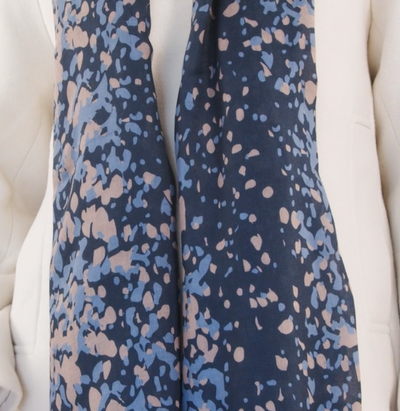 Katie Loxton Print Scarf - Scattered Dot - Navy/Cornflower Blue/Taupe