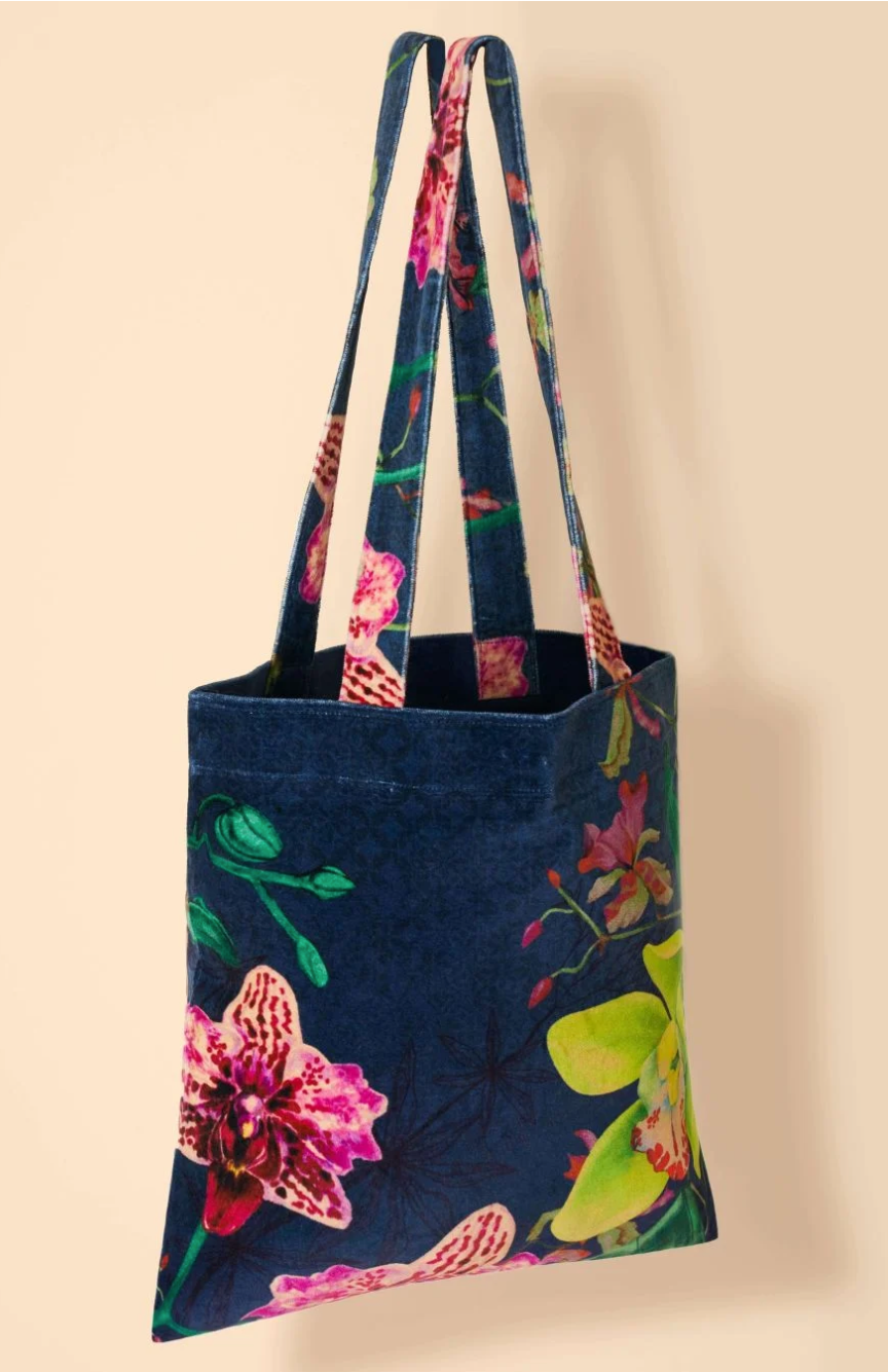 Powder Exotic Evening Velvet Tote Bag - Ink