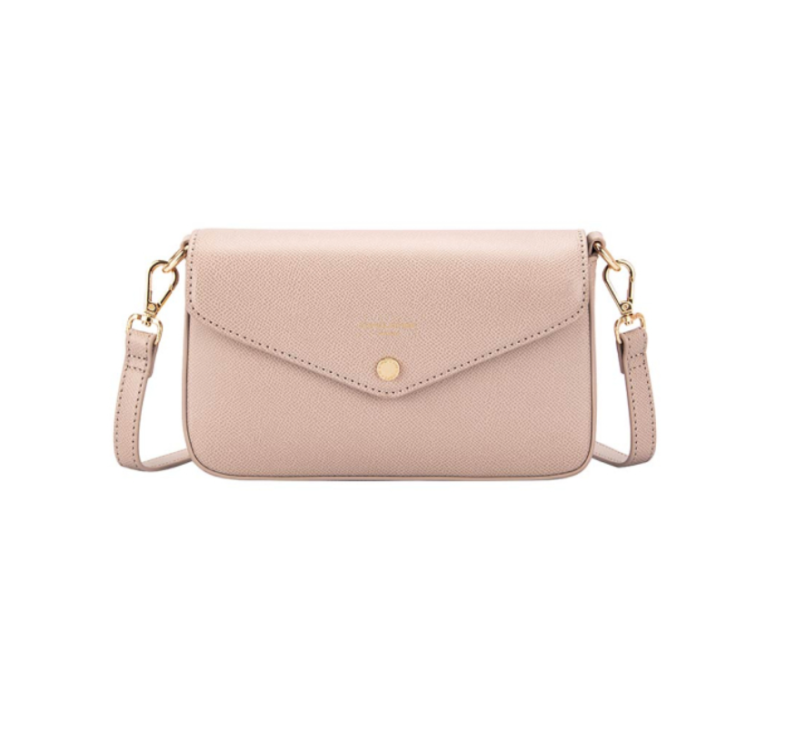 David Jones (CM6120F) Small Envelope Structured Clutch/Crossbody Handbag - Apricot