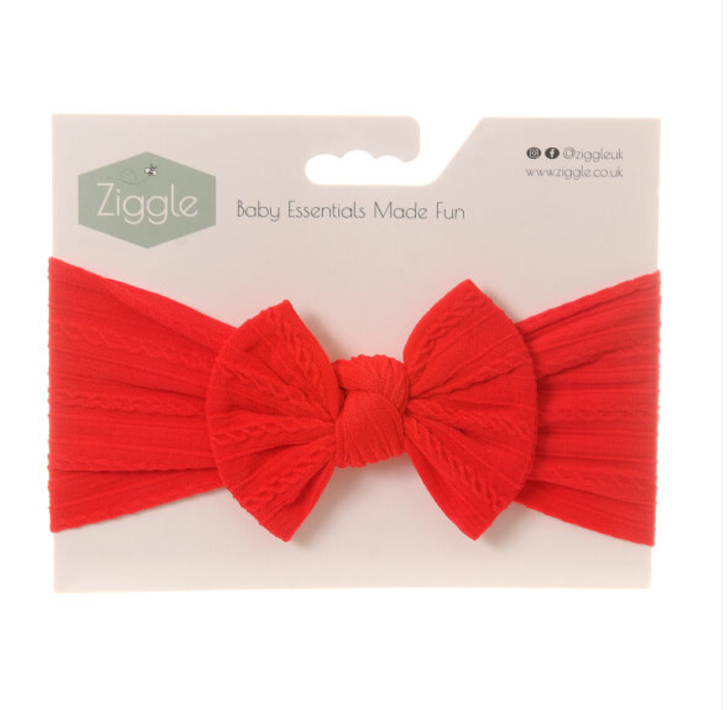 Ziggle Red Top Bow Turban Bow Baby Headband