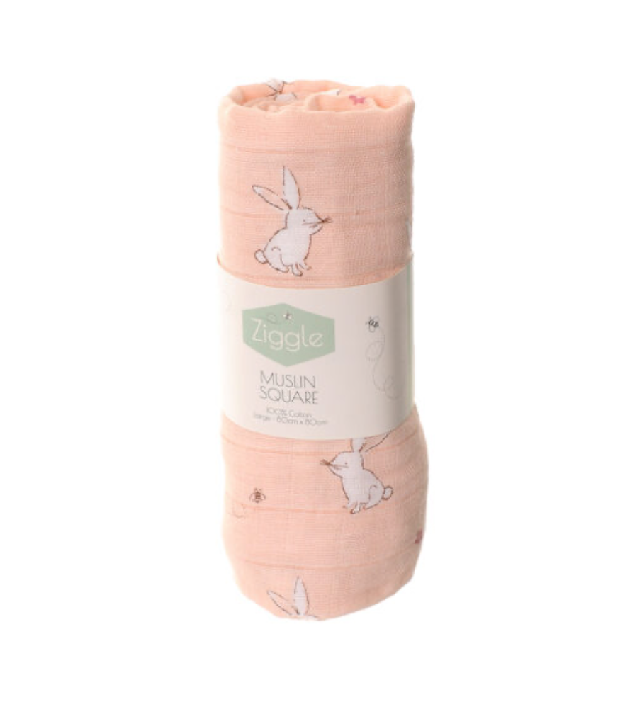 Ziggle Pink Bunnies Muslin