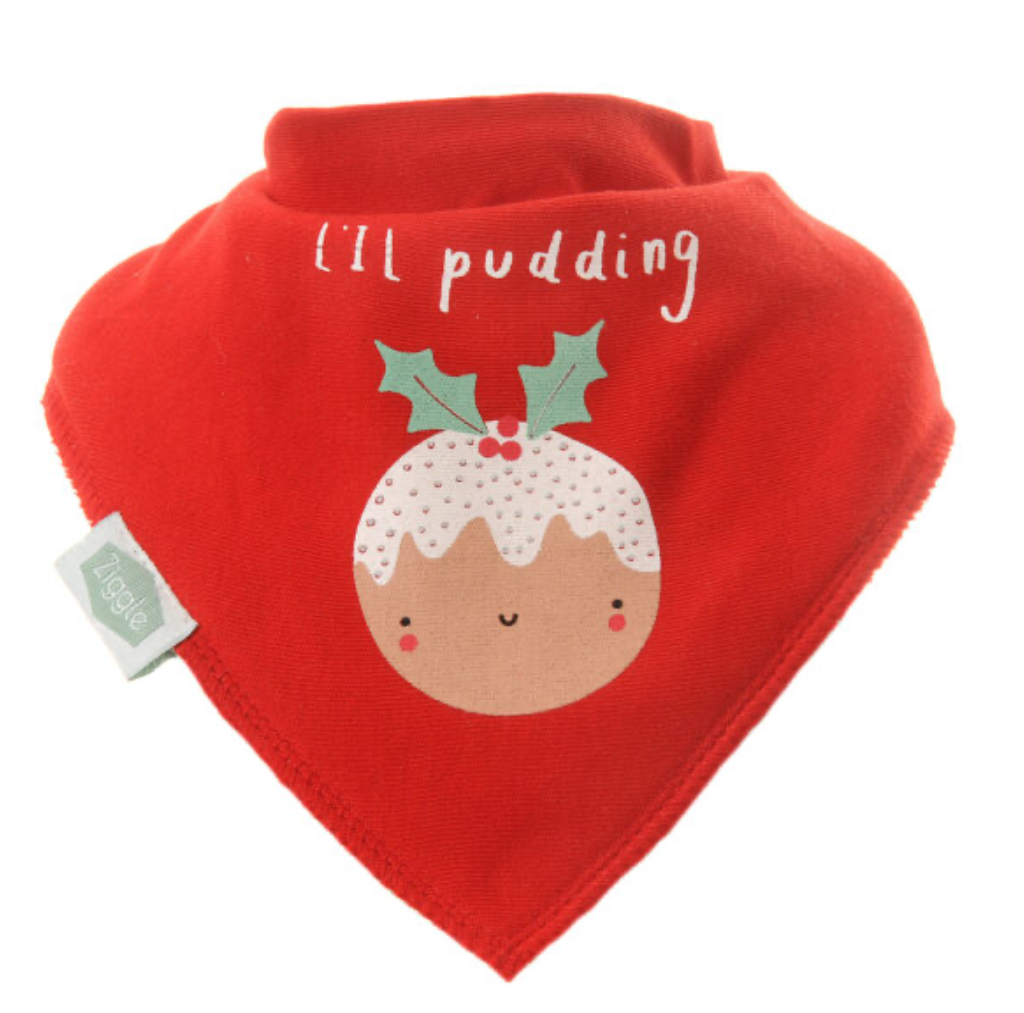 Ziggle Lil' Pudding Christmas Dribble Bib - Red