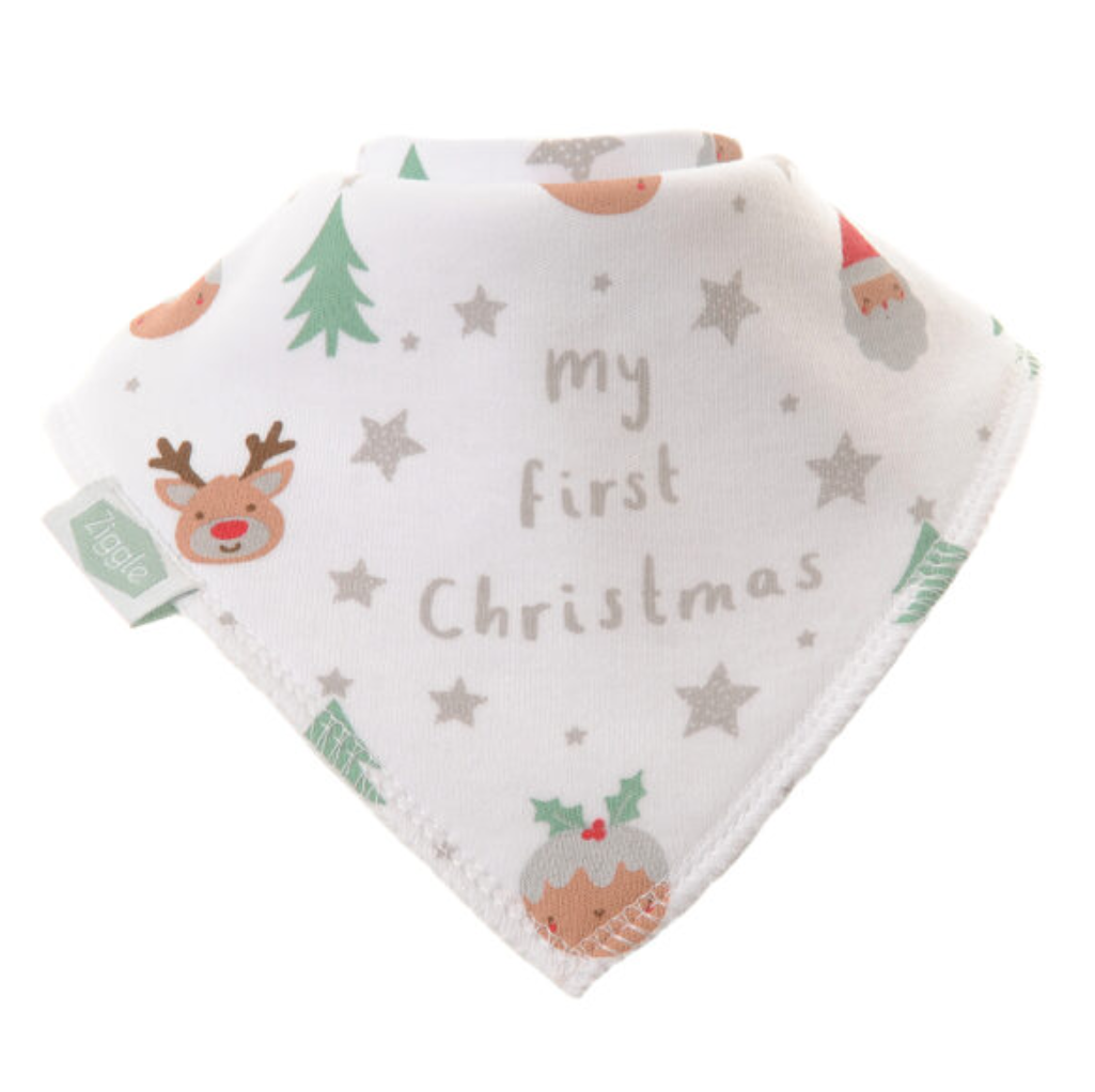 Ziggle My First Christmas Dribble Bib - White