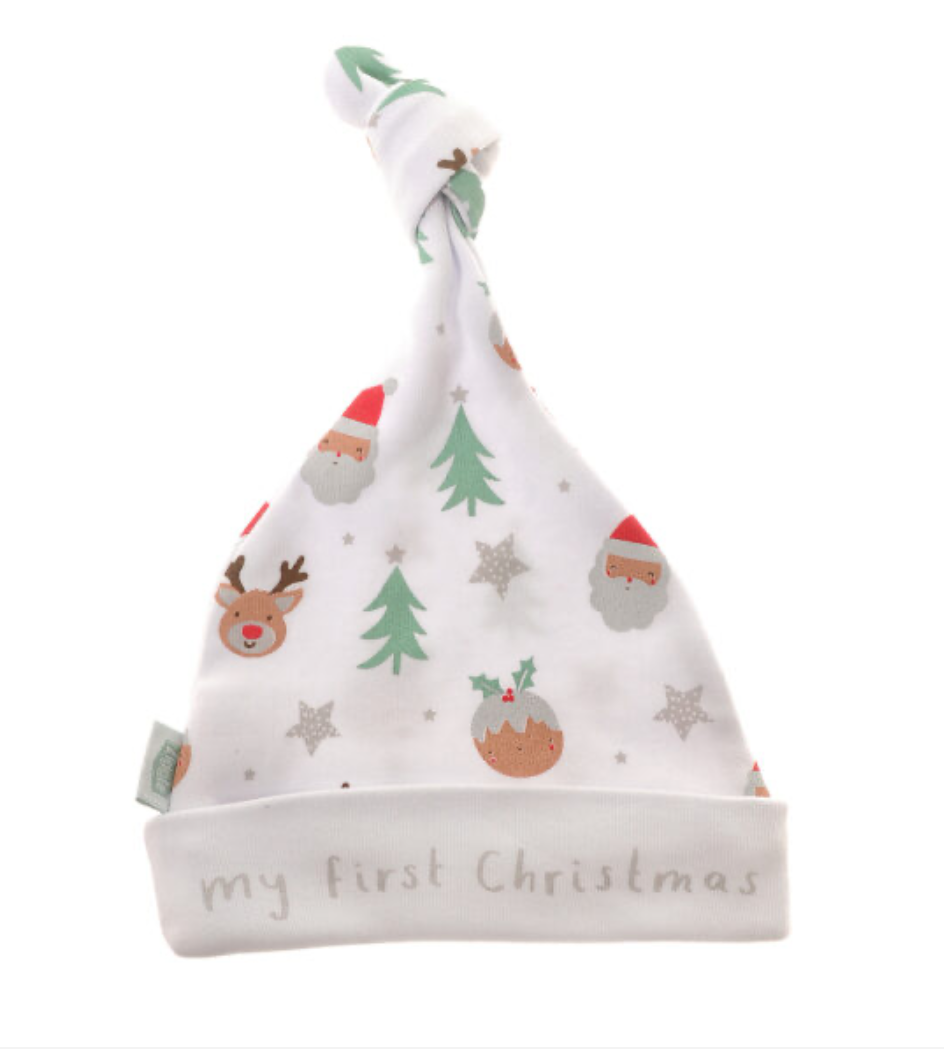 Ziggle My First Christmas Cotton Hat -White