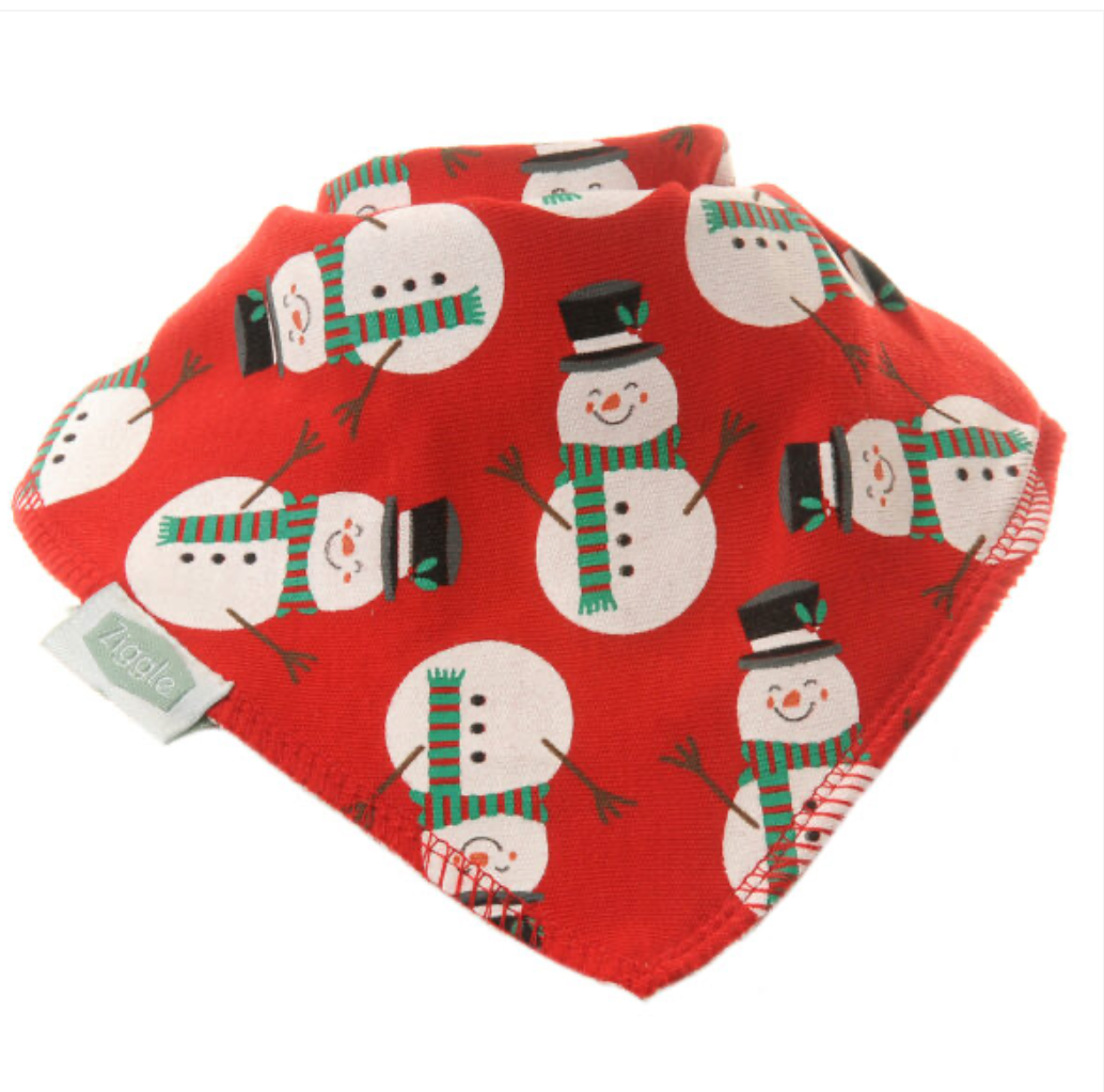 Ziggle Snowman Dribble Bib - Red