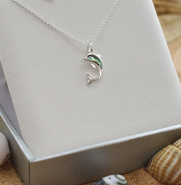 Kali Ma Leona Paua Shell Dolphin Pendant - Sterling 925 Silver