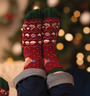 'Seasons Tweetings' Robin Christmas Ladies Ankle Bamboo Socks - Red -  Wrendale Designs