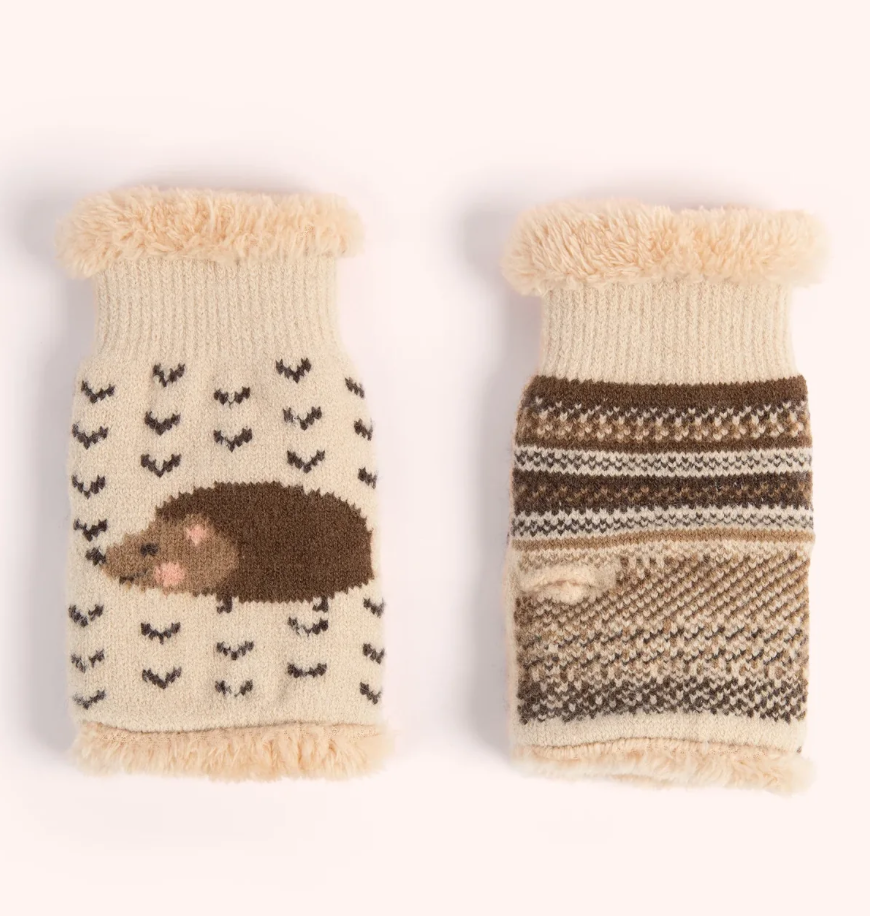 Powder Hedgehog Wrist Warmers - Cream