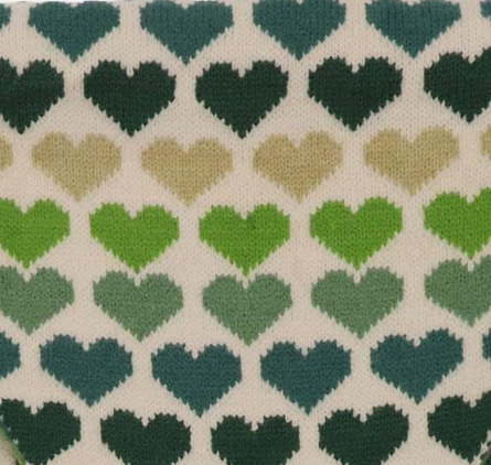 Zelly Hearts Print Pull Through Knitted Scarf - Green multi