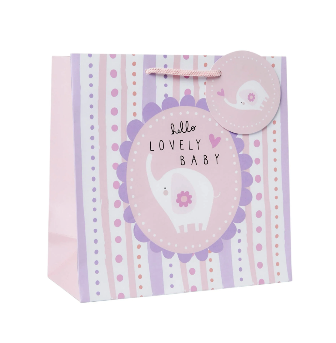 Belly Button Baby Girl - Elephant Pink - Medium Portrait Gift Bag