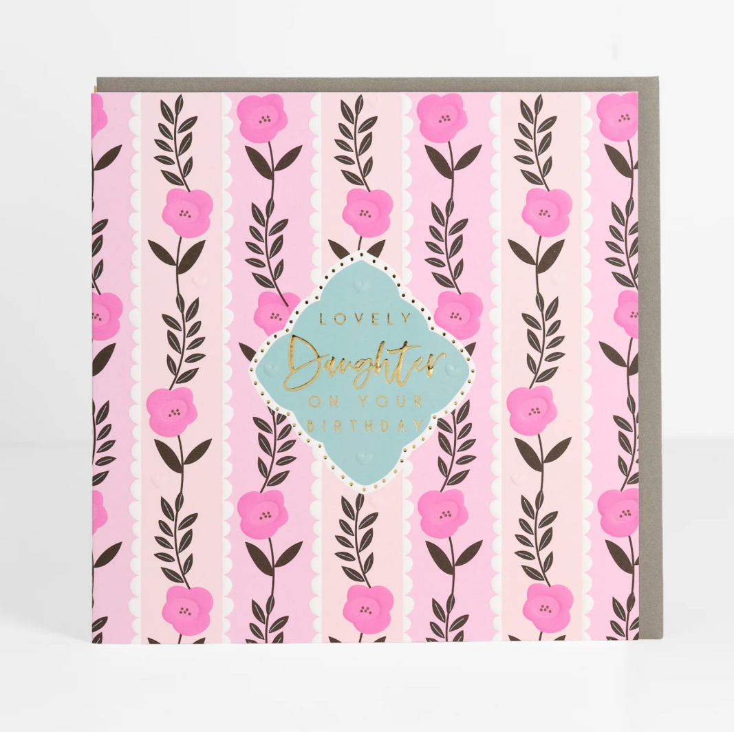 Lovely Daughter on Your Birthday Pink Floral Card - Belly Button
