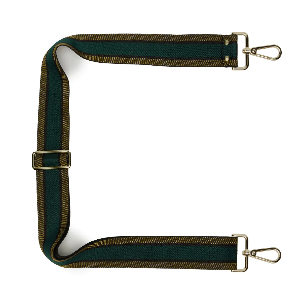 Elie Beaumont Designer GREEN GOLD TRIM STRIPE Adjustable Crossbody Bag Strap (GOLD Fittings)