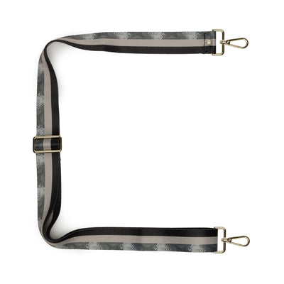 Elie Beaumont Designer PYTHON STRIPE Grey/BLK Thin Adjustable Crossbody Bag Strap (GOLD Fittings)