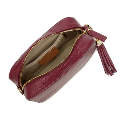Elie Beaumont Designer Leather Crossbody Bag - New Wine (GOLD Fittings)