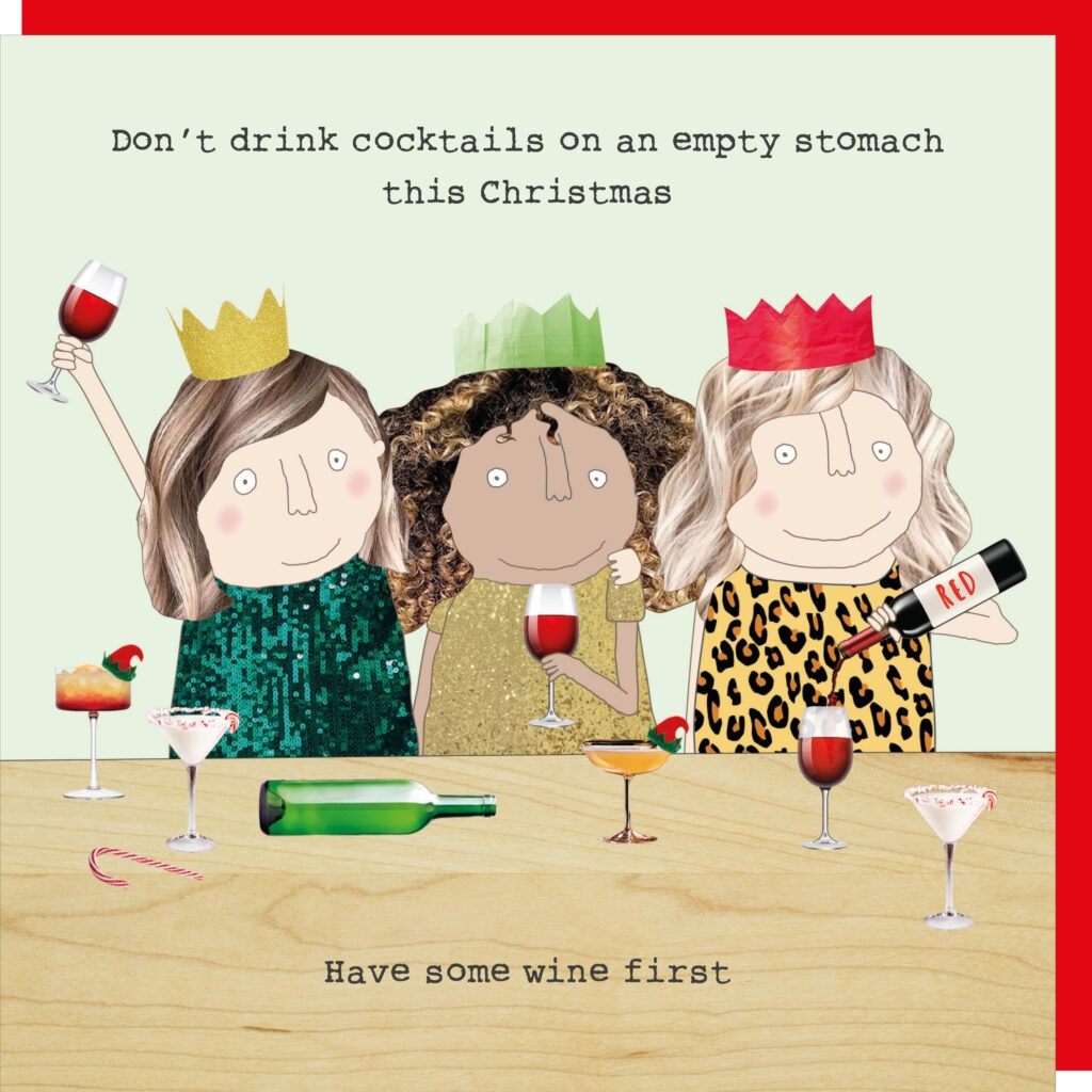 Rosie Made A Thing - Xmas Wine First- Blank Christmas Card