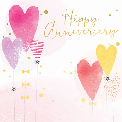 Happy Anniversary Hearts Balloons Card