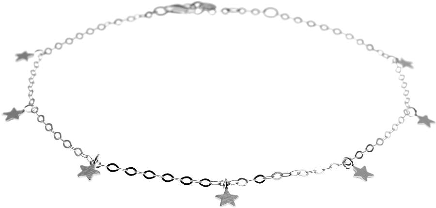 Kali Ma Dainty Textured Star Charm Sterling Silver Chain Anklet