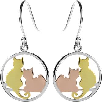 Kali Ma Mixed Metals Cat Disc Earrings - Sterling 925 Silver