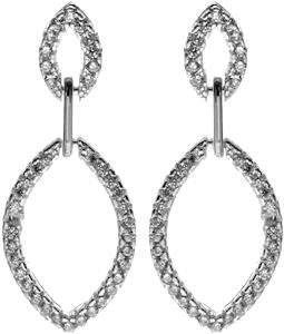 Kali Ma Statement Pave Crystal Open Double Marquis Dangly Stud Earrings - sterling 925 Silver