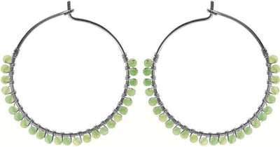 Kali Ma Peridot Green Gemstone Sterling Silver Hoop Earrings
