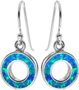 Kali Ma Sterling Silver Blue Opal Open Circle Drop Earrings