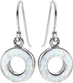 Kali Ma Sterling Silver White Opal Open Circle Drop Earrings