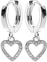 Kali Ma Pave Outline Heart Charm Sterling Silver Huggie Hoop Earrings