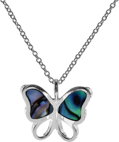 Kali Ma Paua Shell Butterfly Necklace - Sterling 925 Silver
