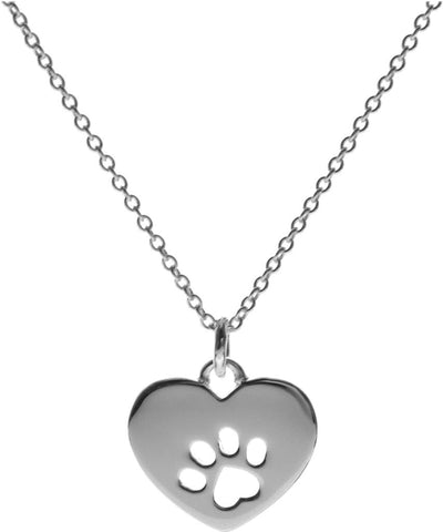 Kali Ma Paw Print Heart Pendant - Sterling 925 Silver