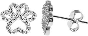 Kali Ma Pave Crystal Paw Print Stud Earrings - Sterling 925 Silver