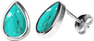 Kali Ma Turquoise Teardrop Stud Earrings - Sterling 925 Silver