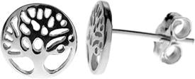 Kali Ma Tree of Life Disc Stud Earrings - Sterling 925 Silver