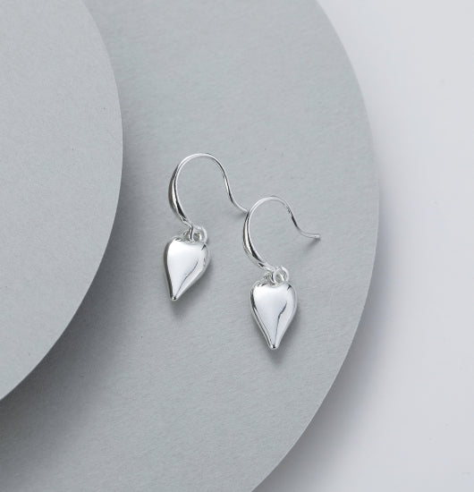 Gracee Jewellery Heart Drop Earrings - Silver