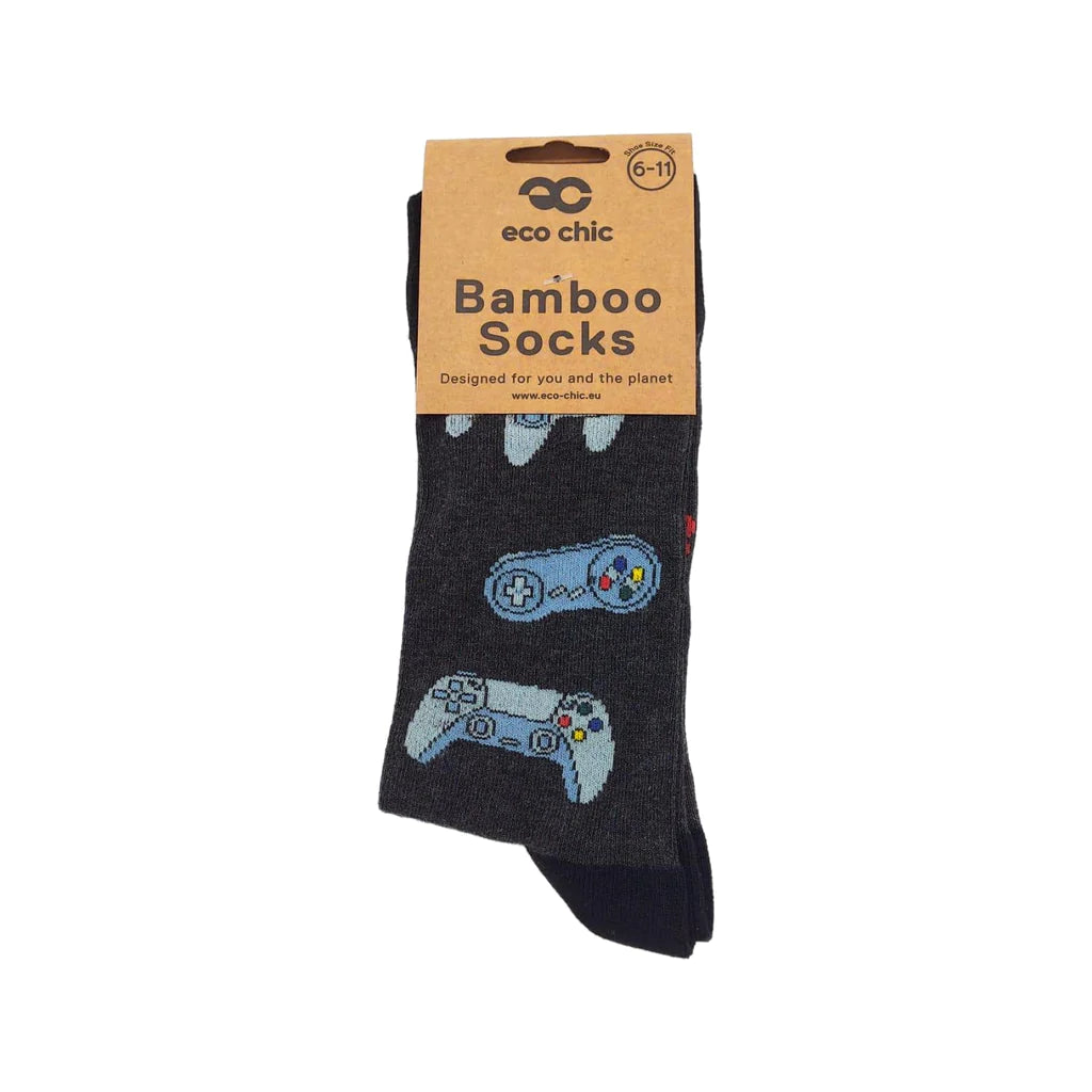 Eco Chic MENS Bamboo Socks - Gamer - Charcoal