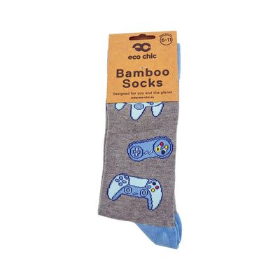 Eco Chic MENS Bamboo Socks - Gamer - Grey
