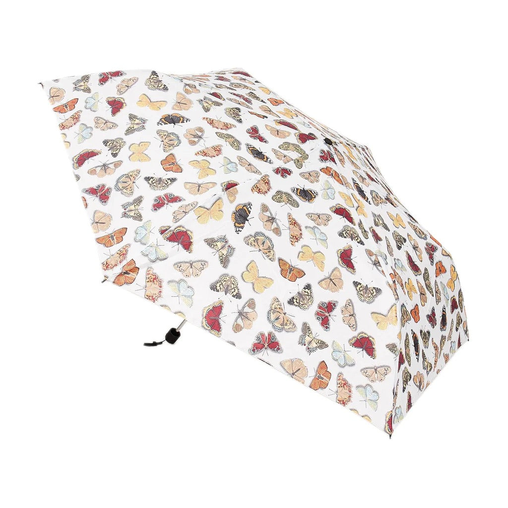 Eco Chic Foldable Mini Umbrella -Butterfly Print - Pale Blue
