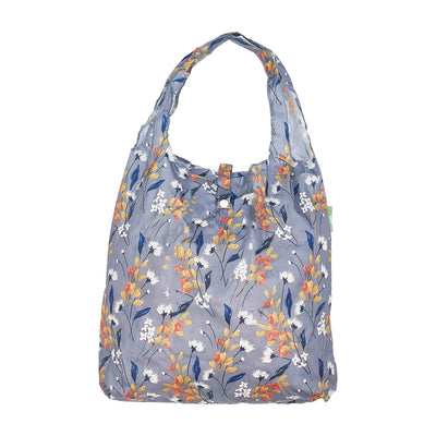 Eco Chic Foldable Recycled Shopping Bag - Flowers - Grey