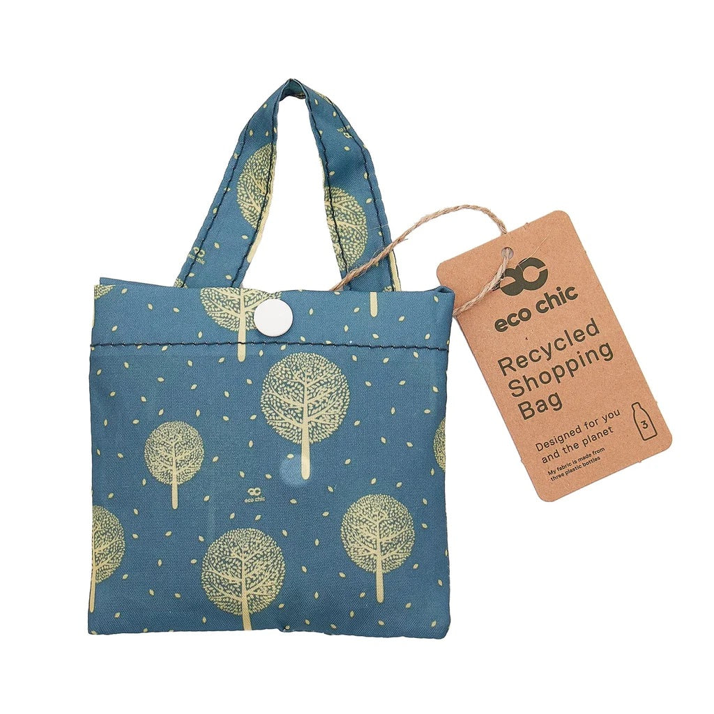 Eco Chic Foldable Recycled Shopping Bag - Tree of Life -Blue