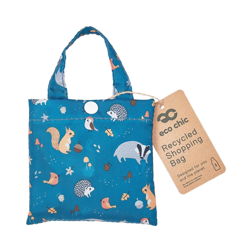 Eco Chic Foldable Recycled Shopping Bag - Woodland -Teal