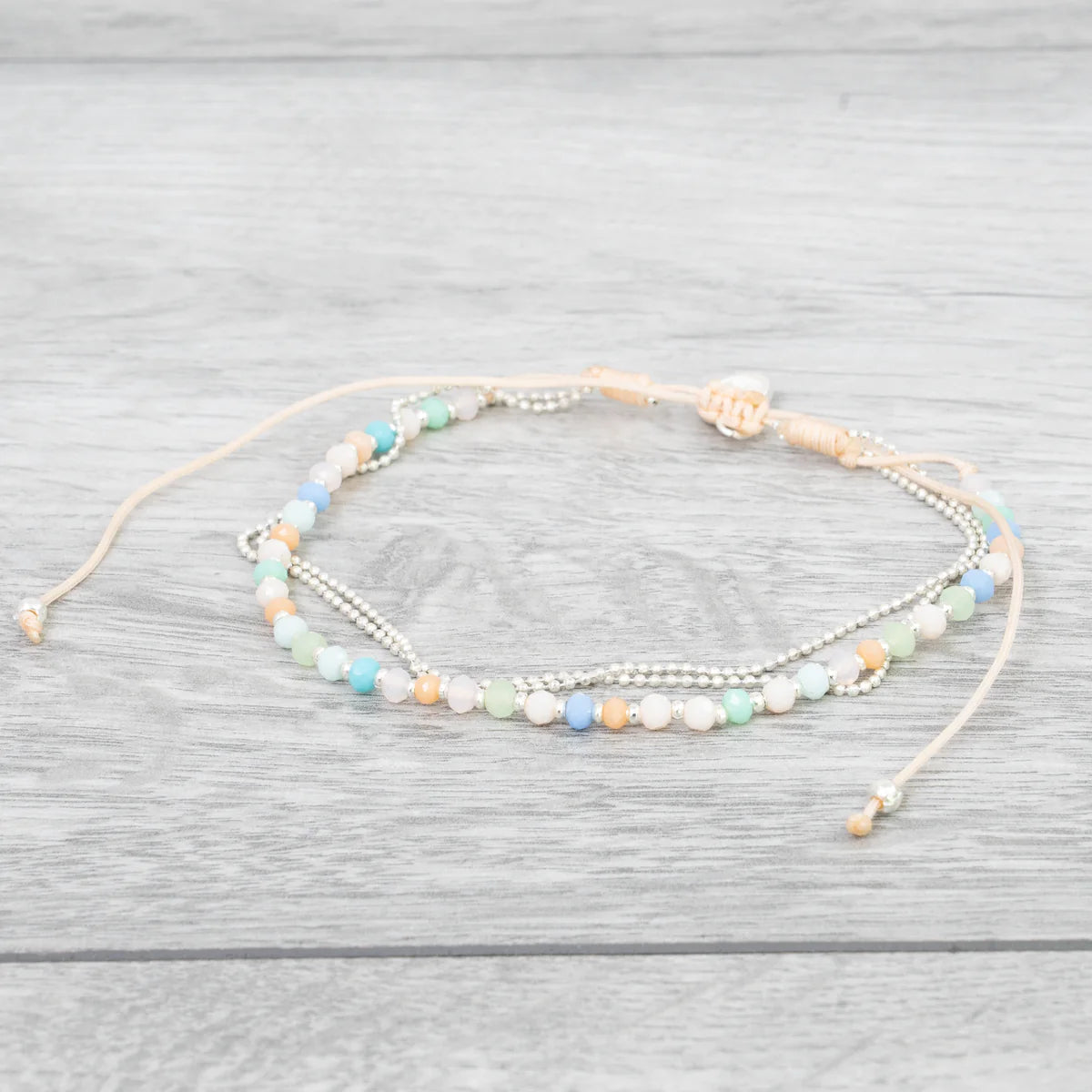 Pineapple Island Multi Strand Coloured Pastels and Chain Anklet