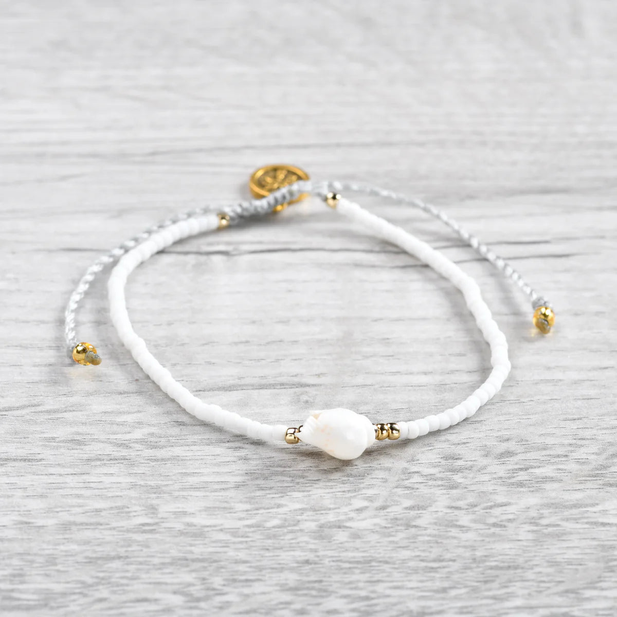 Pineapple Island White Shell Beaded Anklet