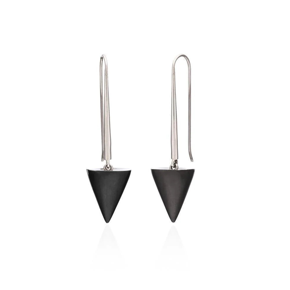 Sterling Silver Oxidised Cone Drop Earrings