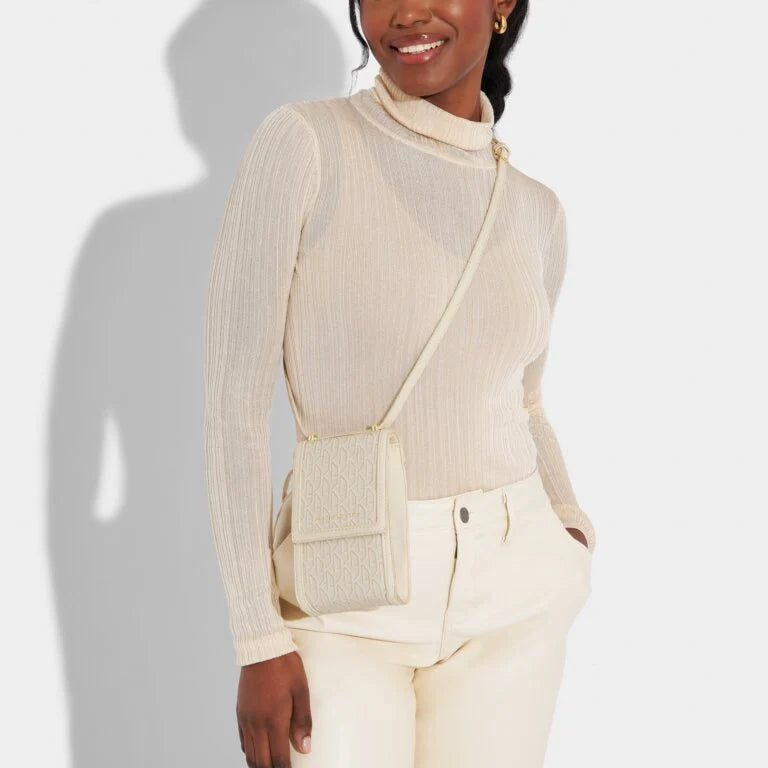 Katie Loxton Signature Cell Phone Crossbody Bag - Off White