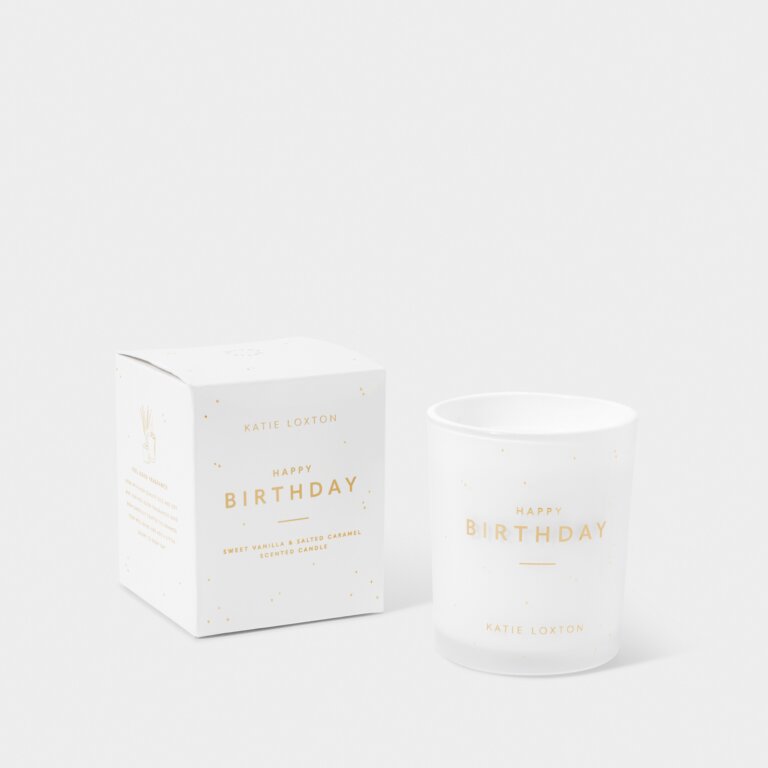 Katie Loxton Sentiment Candle 'Happy Birthday' - White - Sweet Vanilla & Salted Caramel