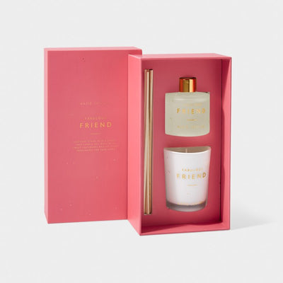 Katie Loxton Sentiment Mini Home Fragrance Set 'Fabulous Friend' - Fuchsia - Wild Raspberry & Sugar Plum