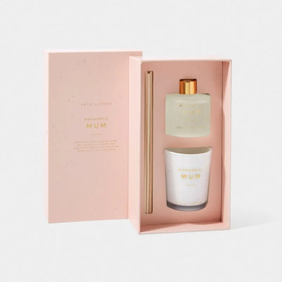 Katie Loxton Sentiment Mini Home Fragrance Set 'Wonderful Mum' - Dusty Pink - Sweet Vanilla & Salted Caramel