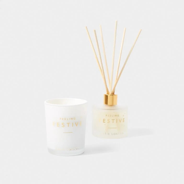 Katie Loxton Christmas Candle & Diffuser Mini Gift Set - Feeling Festive - Frosted Pine & Cedarwood