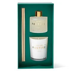 Katie Loxton Christmas Candle & Diffuser Mini Gift Set - Feeling Festive - Frosted Pine & Cedarwood