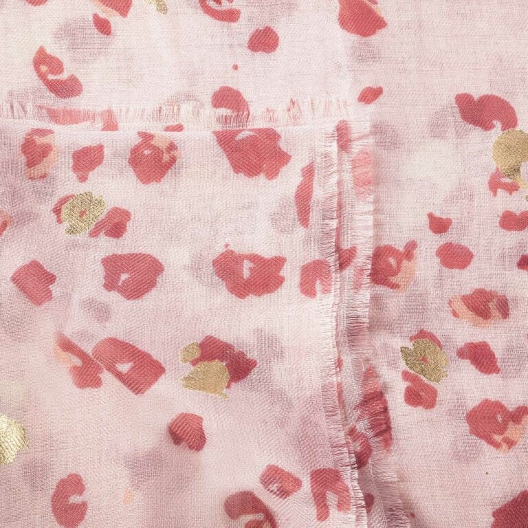 Katie Loxton Print Scarf  -Brush Stroke Leopard - Light Pink/Gold