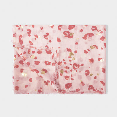 Katie Loxton Print Scarf  -Brush Stroke Leopard - Light Pink/Gold